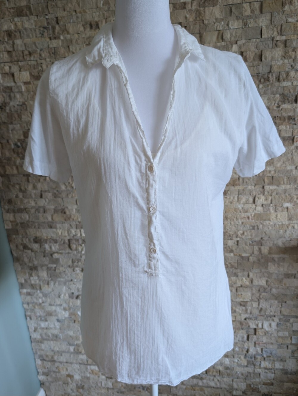 Made In Italy European Culture 100% Cotton Button Down Collared White Shirt